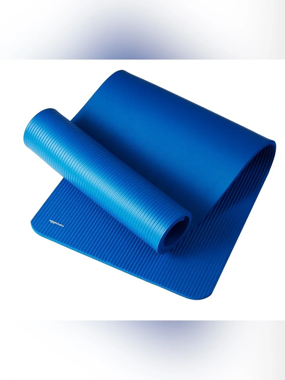 Blue Foam Exercise Mat with Black Carry Straps